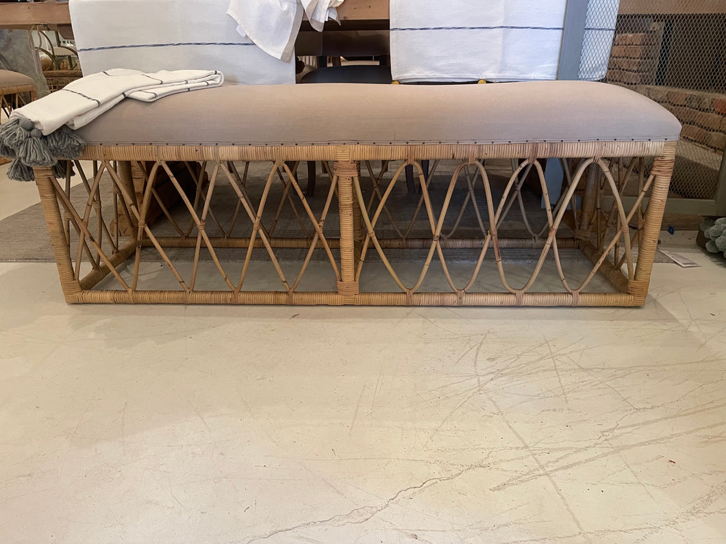 Rattan Linen Bench