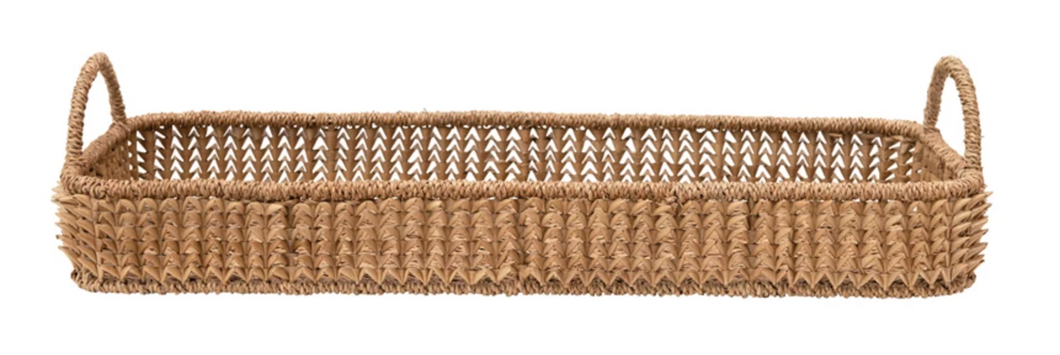 Hand-Woven Buri Palm Tray w/Handles