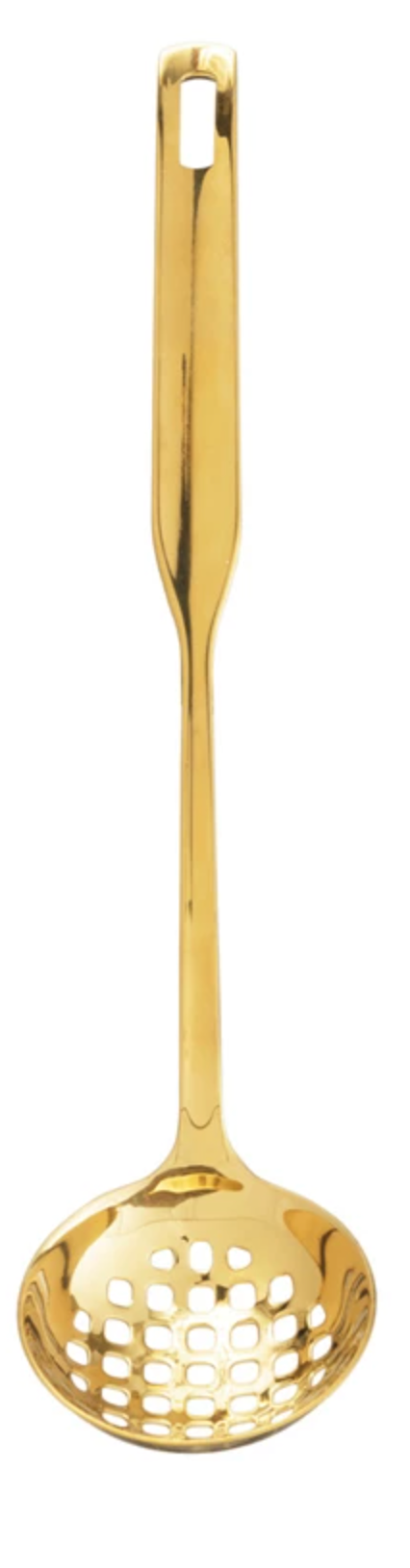 Stainless Steel Slotted Ladle, Gold Finish