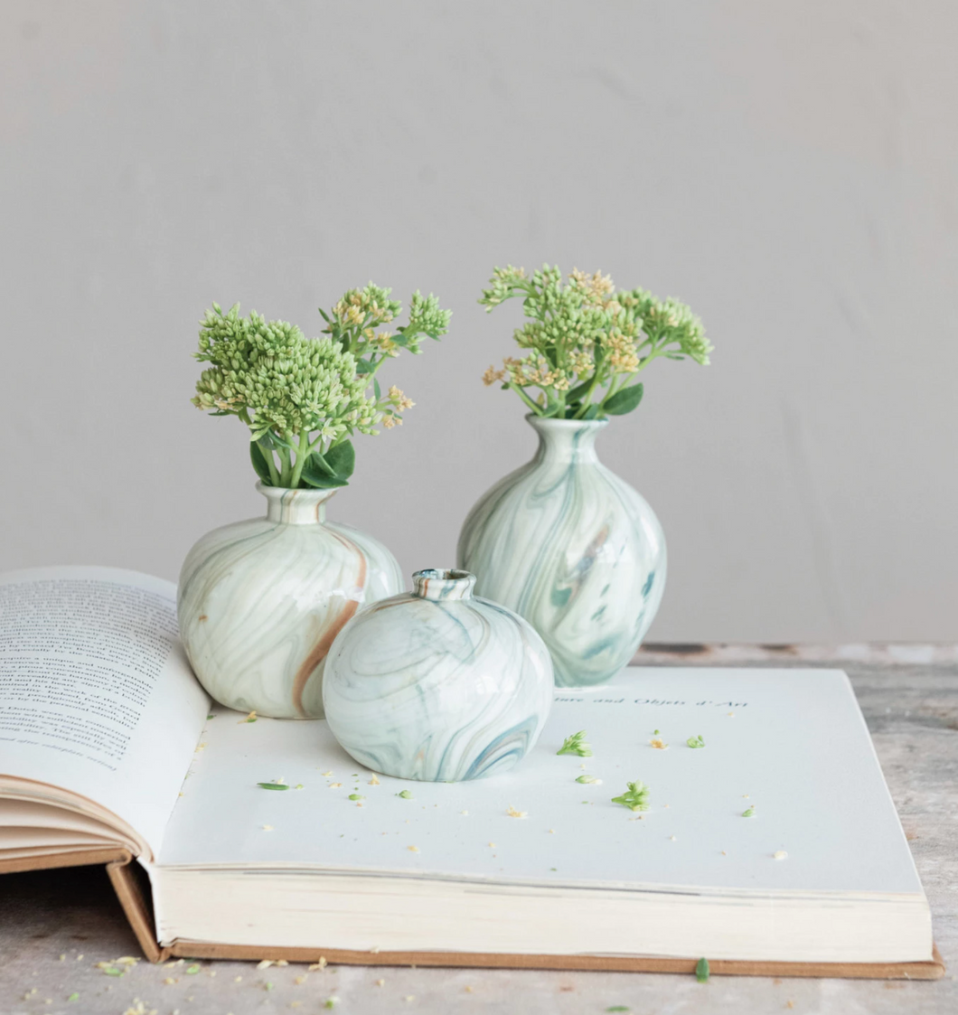 Stoneware Vases w/ Marbled Design