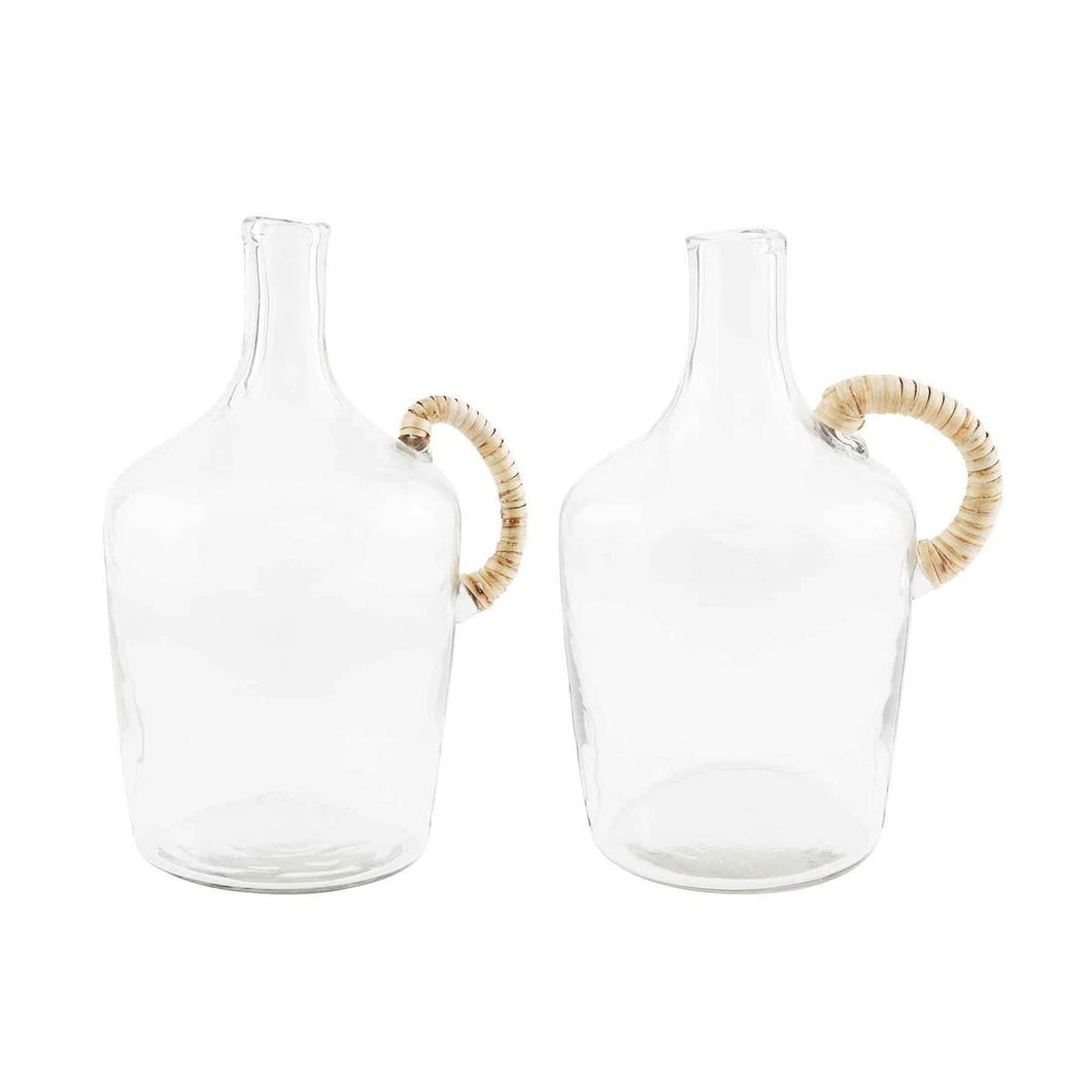 Glass Jug w/Wicker Handle