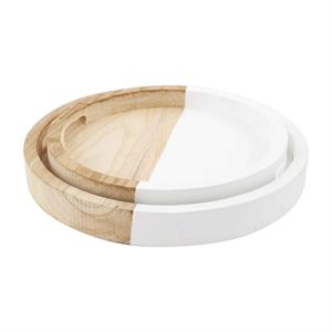 Two Toned Round Tray w/Handles