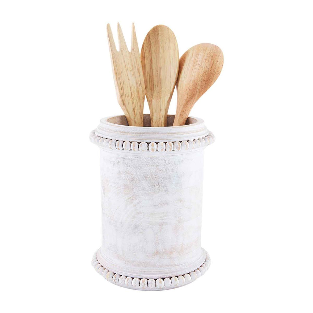 Beaded Wood Utensil Holder