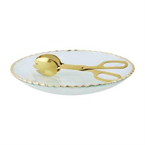 Gold Edge Glass Serving Bowl Set