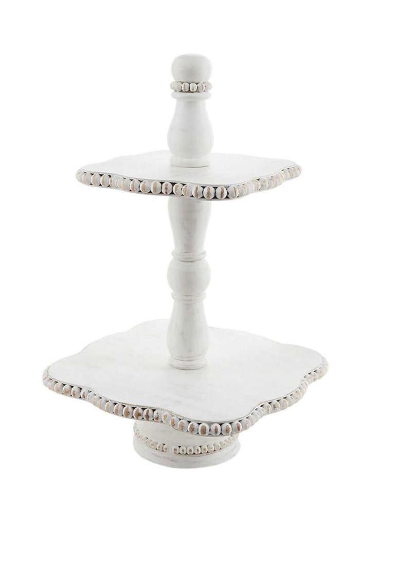 White Beaded Tiered Server