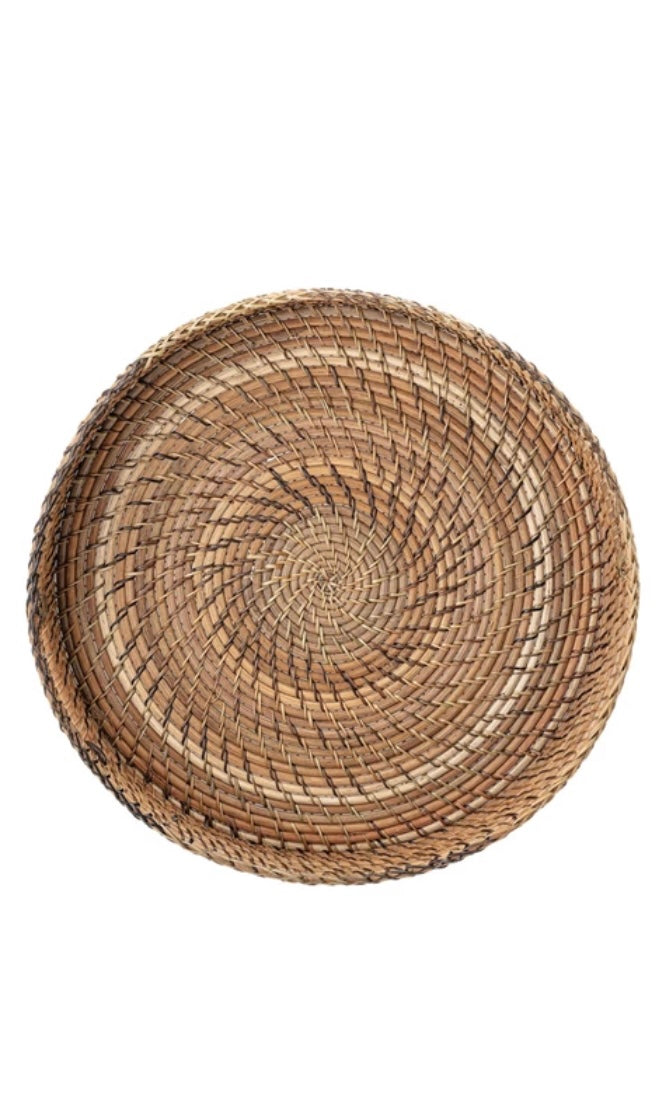 Woven Basket Tray w/Handles