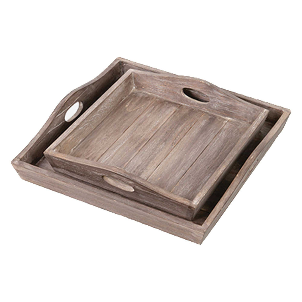Brown Wash Wooden Tray