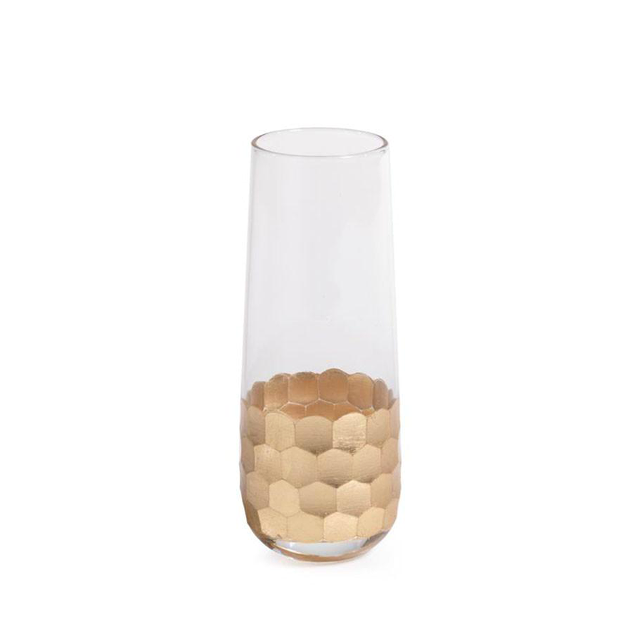 Stemless Champagne Glass with Gold Leaf
