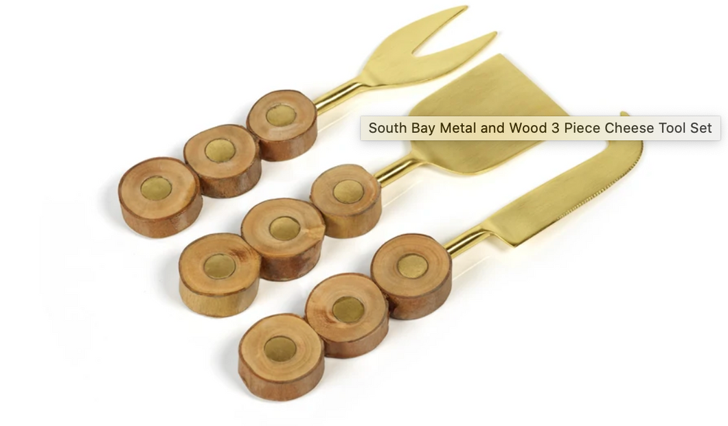 South Bay Metal & Wood Cheese Knife Set