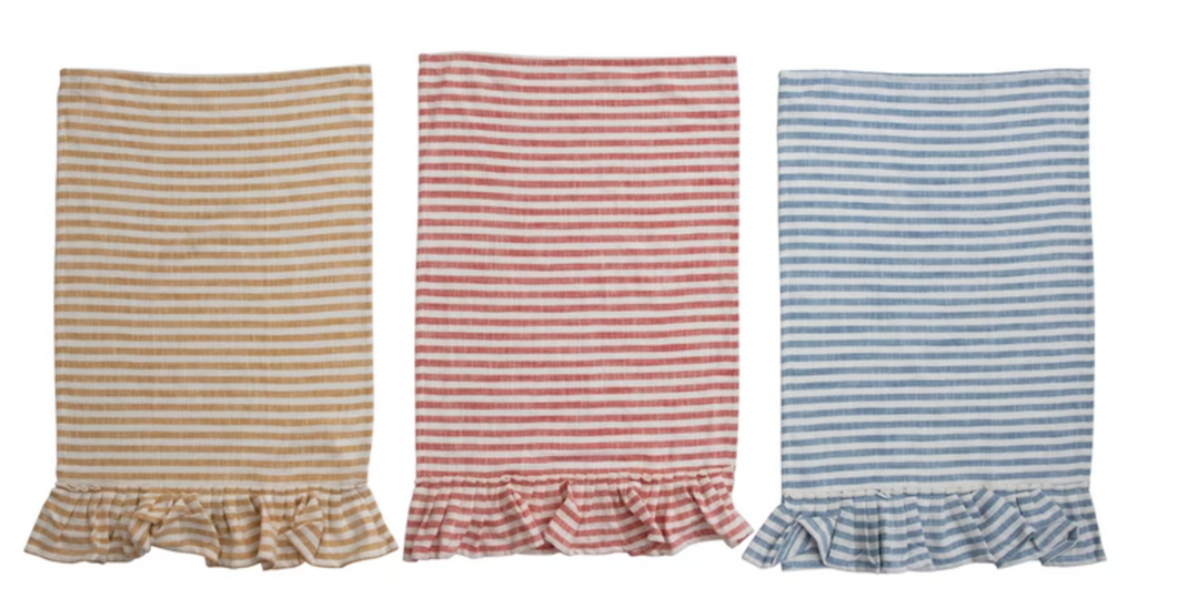 Cotton Striped Towel with Ruffle