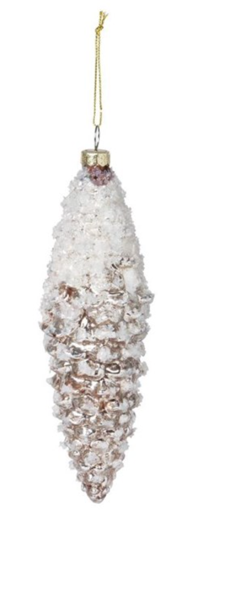 Frosted Brown Pinnacle Pine Cone Glass Ornament,