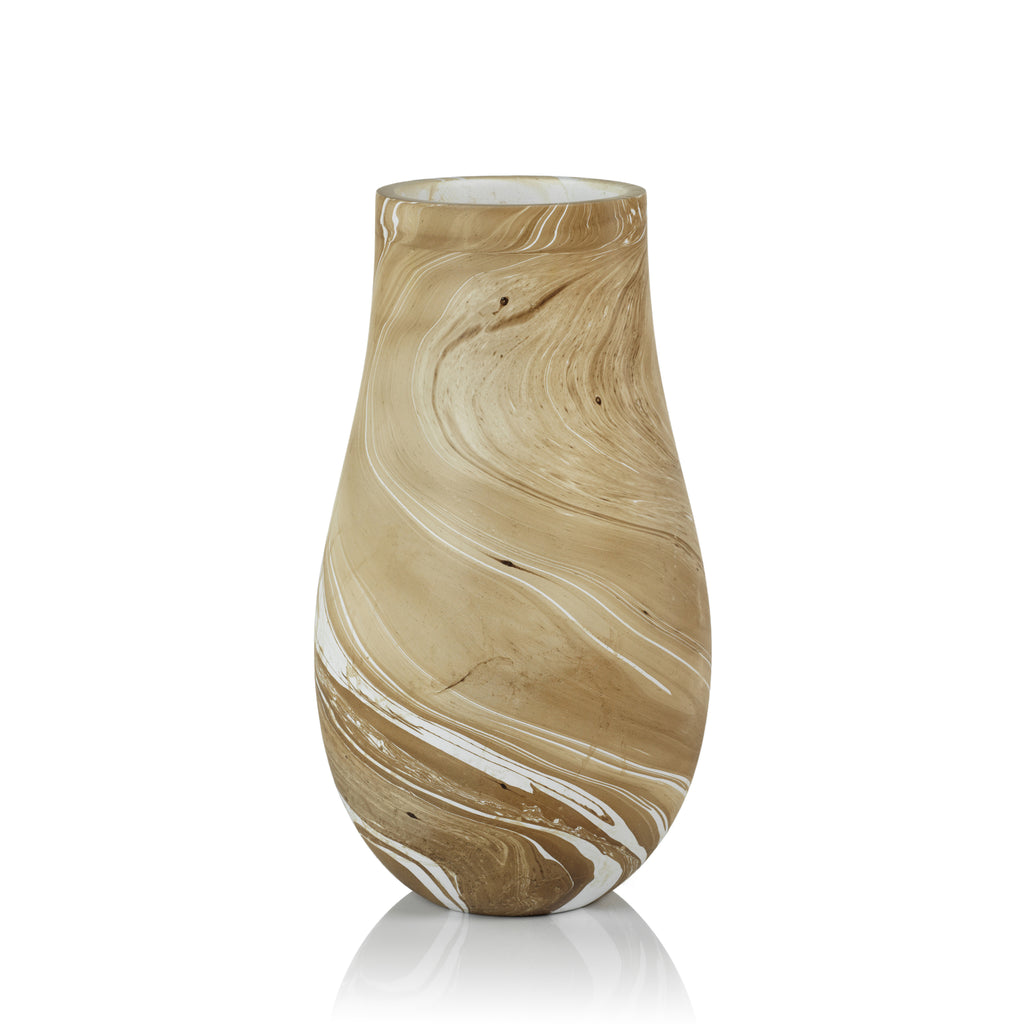 Natural Latte Mango Wood Marbleized Vase