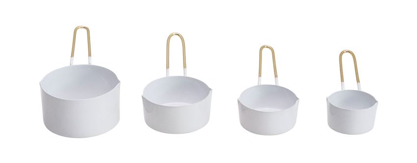 Enamel & Gold Measuring Cup Set