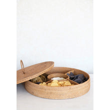 Load image into Gallery viewer, Rattan Tray w/5 Sections &amp; Lid
