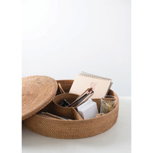 Load image into Gallery viewer, Rattan Tray w/5 Sections &amp; Lid
