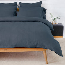 Load image into Gallery viewer, Parker Navy Linen Duvet Cover Queen Set

