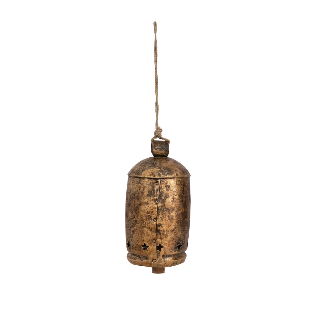 Gold Metal Bell With Star Cutouts