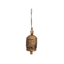 Load image into Gallery viewer, Gold Metal Bell With Star Cutouts
